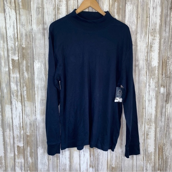 NWT St. John Navy Slim Fit Legacy Mockneck Tee - Picture 1 of 6